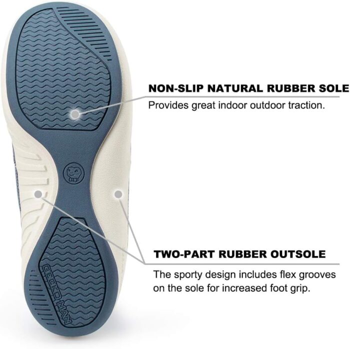 Mens Slippers with Arch Support, Canvas House Slipper for Men with Velvet Lining, Slip On Clog, Indoor Outdoor House Shoes with Anti-Skid Rubber Sole - Image 3