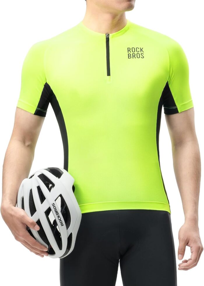 ROCKBROS Cycling Jersey Men Short Sleeve Half Zipper with 3 Rear Pockets Bike Jersey for Men Cycling Quick Dry Bike Shirts - Image 4