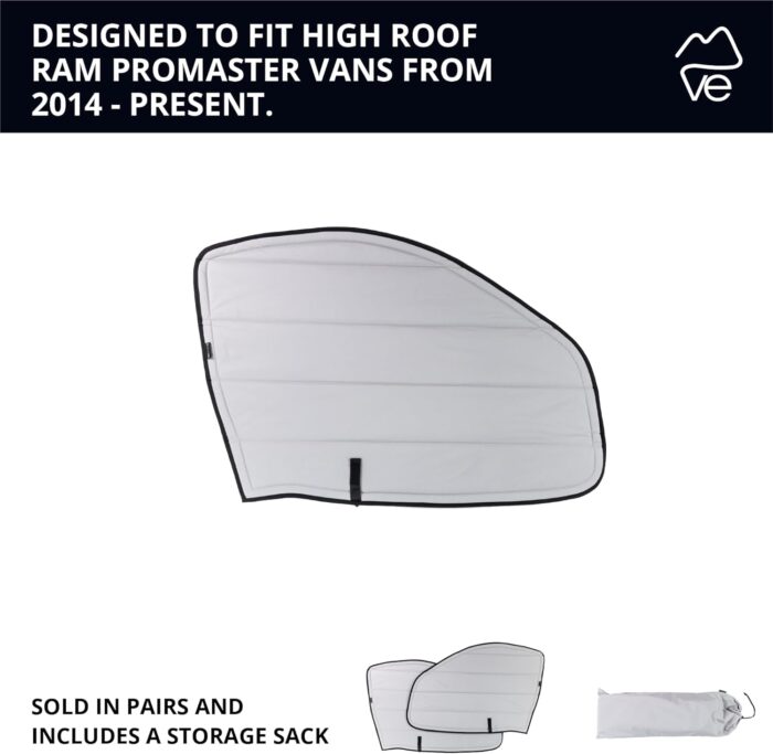 VanEssential Insulated Blackout Front Door Window Covers Designed for RAM Promaster Van Years 2014 to Current Model (Pair) - Cool Gray - Image 5
