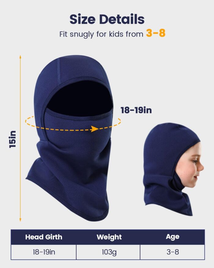 Aegend Balaclava Face Mask for Kids Age 5-12, Windproof Ski Face Neck Warmer for Cold Weather Winter Outdoor Sports - Image 4