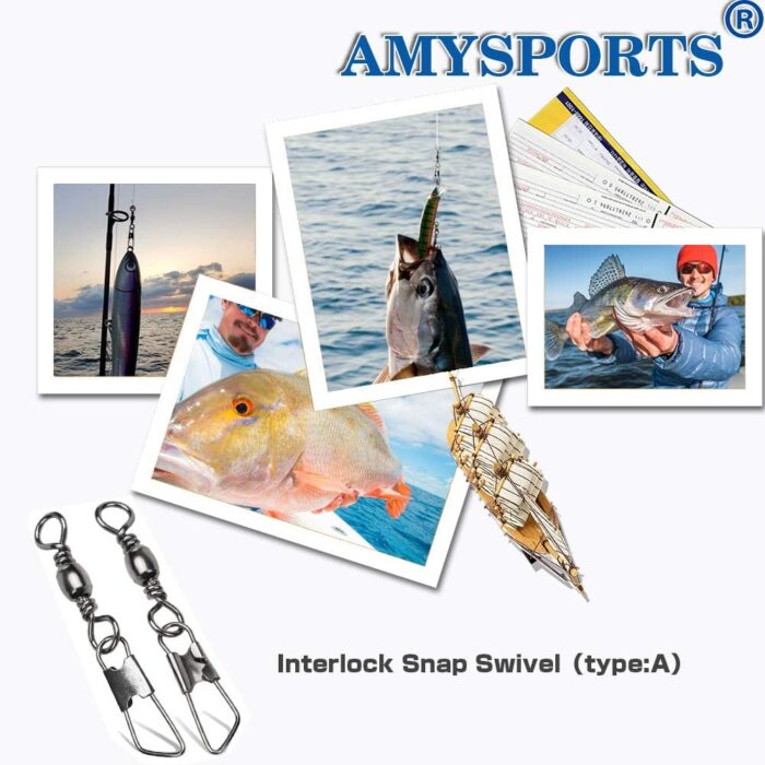 AMYSPORTS Stainless Steel Snap Swivel Saltwater High Strength Snaps Fishing Barrel Line Connector Fishing Swivels Barrel Safety Snap Fishing Tackle Stainless Steel Accessories - Image 7