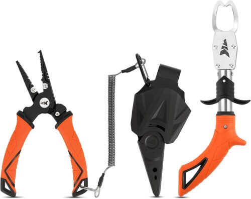 KastKing Paradox Fishing Pliers, Angled Fish Lip Gripper, Saltwater Resistant 420 Stainless Steel Fishing Tools, Fishing Pliers Hook Remover with Ergonomic Handle, Fishing Gifts for Men
