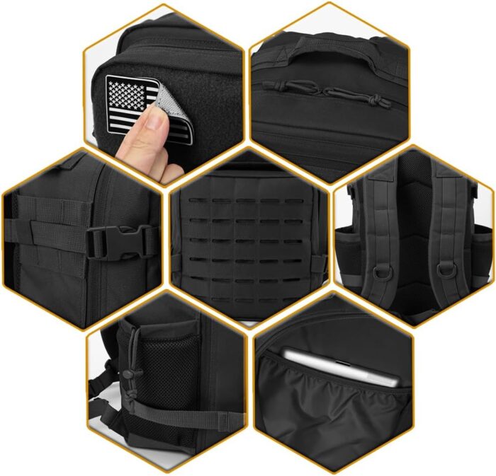 QT&QY 25L/35L/45L Military Tactical Backpack For Men Molle Daypack 3 Day Bug Out Bag Hiking Rucksack With Bottle Holder - Image 6