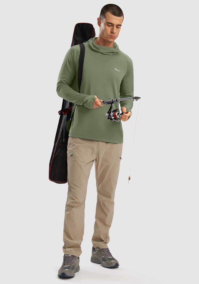 Pudolla Men's Sun Protection Hoodie UPF 50+ Fishing Hiking Shirt UV Shirts with Mask for Men Long Sleeve Lightweight - Image 6