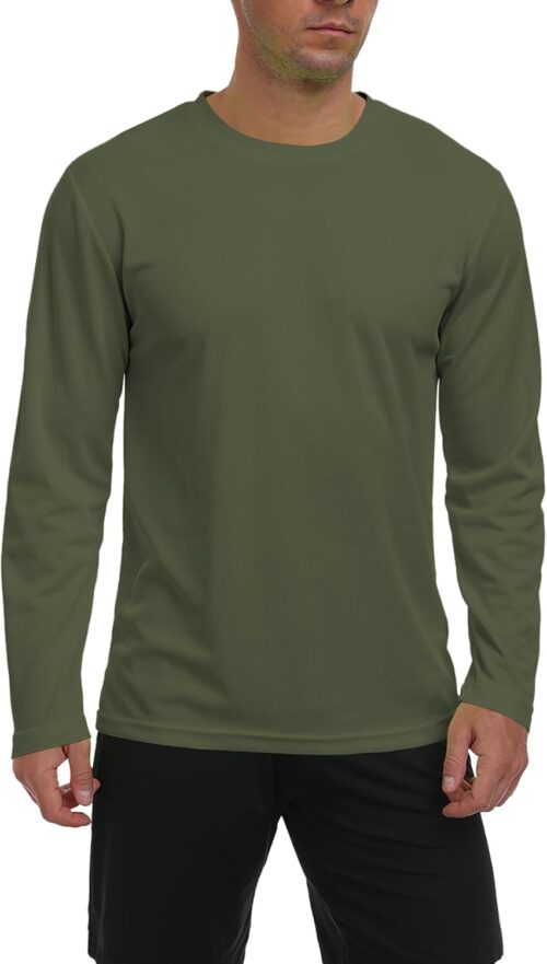 Men's Long Sleeve Sun Shirt Lightweight Workout UV Protection Quick Dry Hiking Tee Shirts Cycling Fishing Athletic Tops