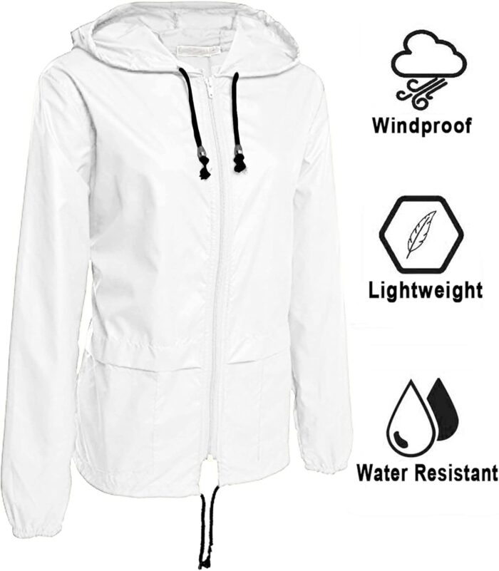 Avoogue Raincoat Women Lightweight Waterproof Rain Jackets Packable Outdoor Hooded Windbreaker - Image 2
