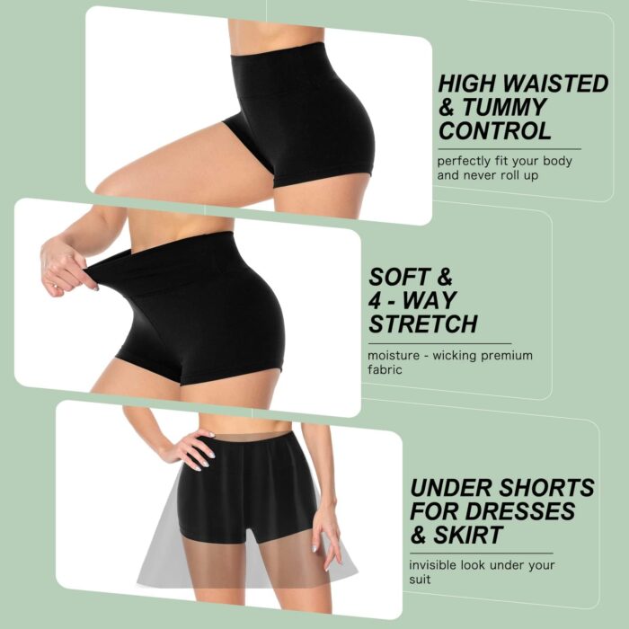 Women's 3"/5" High Waisted Biker Shorts - Spandex Yoga, Workout, Cycling, Volleyball, Dance | Athletic Booty Shorts - Image 5