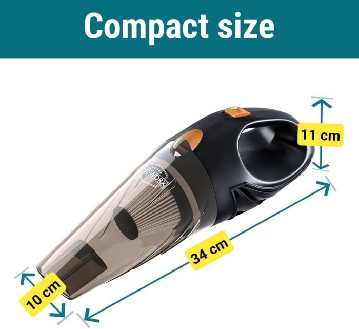 THISWORX Car Vacuum Cleaner - Portable, High Power, Handheld Vacuums w/ 3 Attachments, 16 Ft Cord & Bag - 12v, Auto Accessories Kit for Interior Detailing - Black - Image 7