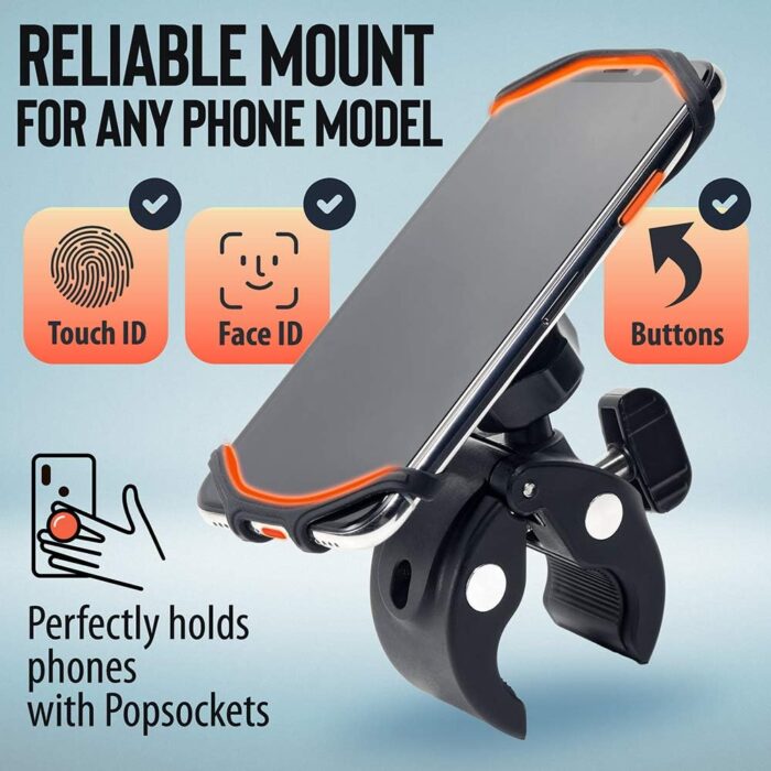 Upgraded 2024 Bicycle & Motorcycle Phone Mount - The Most Secure & Reliable Bike Phone Holder for iPhone, Samsung or Any Smartphone. Stress-Resistant & Highly Adjustable. x10 to Safeness & Comfort - Image 2