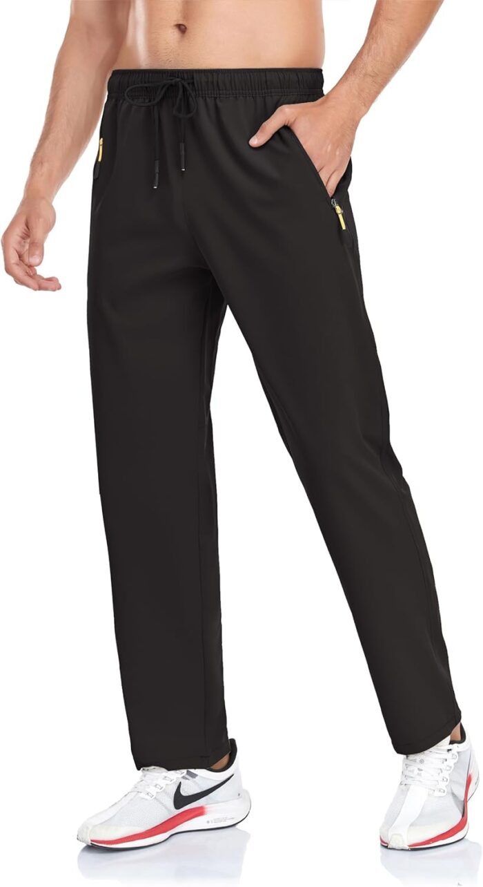 Rapoo Men's Lightweight Pants with Zipper Pockets Quick Dry Workout Athletic Travel Pants - Image 2