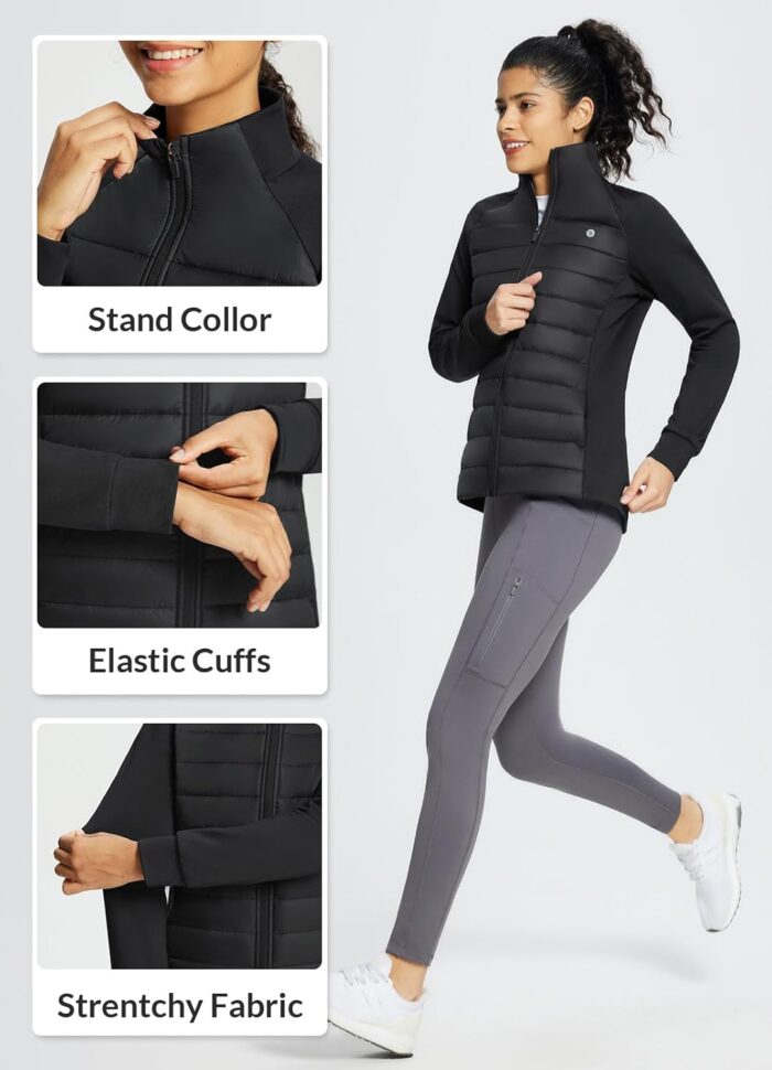 baleaf Women's Lightweight Warm Jacket Running Insulated Water Resistant Fall Jackets Winter Hiking Hybrid Puffer Coat - Image 5