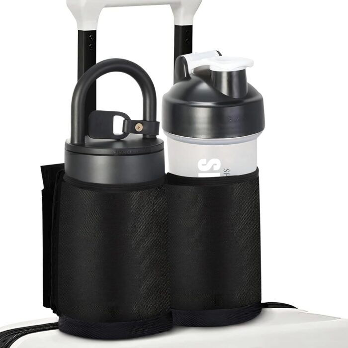Luggage Travel Cup Holder for Suitcases Free Hands, Travel Accessories, Carry on Beverage Cup Holder Attachment, Luggage Cup Caddy Gifts for Flight Attendants, Business, Travelers, Black