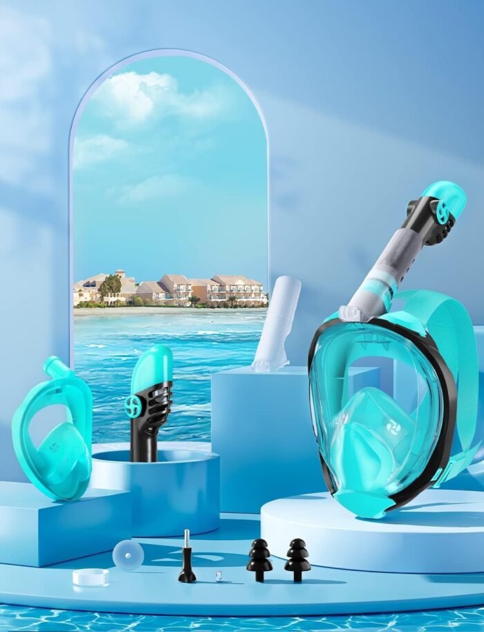 Zenoplige Full Face Snorkel Mask Adults,Dry-Top Snorkeling Gear with Camera Mount,Foldable 180-Degree Panoramic Scuba Mask for Snorkeling Diving Swimming Travel,Snorkel Mask Anti-Fog & Anti-Leak - Image 7