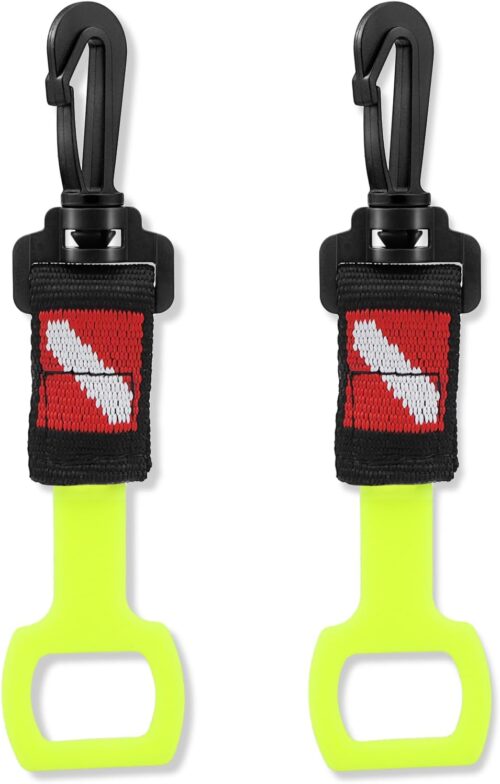 2 Pack Scuba Diving Regulator Octopus Holder, Octopus Mouthpiece Retainer with Spring Clip, Dive Flag Webbing and Silicone Ring, 2nd Stage Regulator Keeper for Divers and Snorkelers