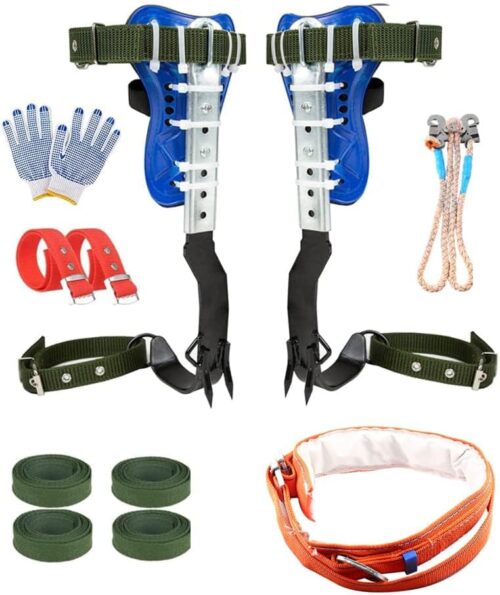Tree Climbing Spikes, Adjustable 304 Stainless Steel Tree Pole Climbing Shoes Tool with Non Slip Pedal for Logging, Hunting Observation, Fruit Picking