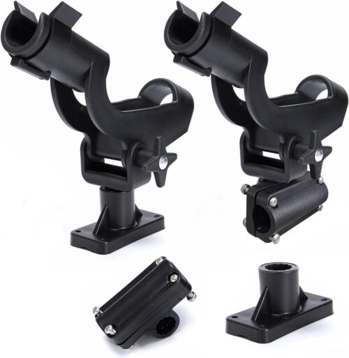 LBW Boat Fishing Rod Holders Side Deck Mount Kayak Rod Holder Adjustable Fishing Pole Holders for Boat Canoe Rail Mount 2 Pack