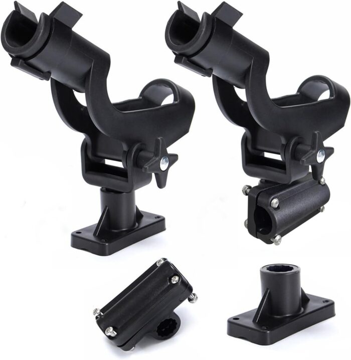 LBW Boat Fishing Rod Holders Side Deck Mount Kayak Rod Holder Adjustable Fishing Pole Holders for Boat Canoe Rail Mount 2 Pack