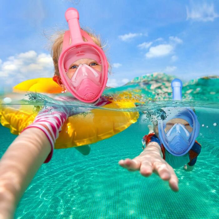 QingSong Kids Snorkel Mask Full Face, Snorkeling Set with Camera Mount, Foldable 180 Degree Panoramic View Snorkeling Gear Anti-Fog Anti-Leak - Image 8
