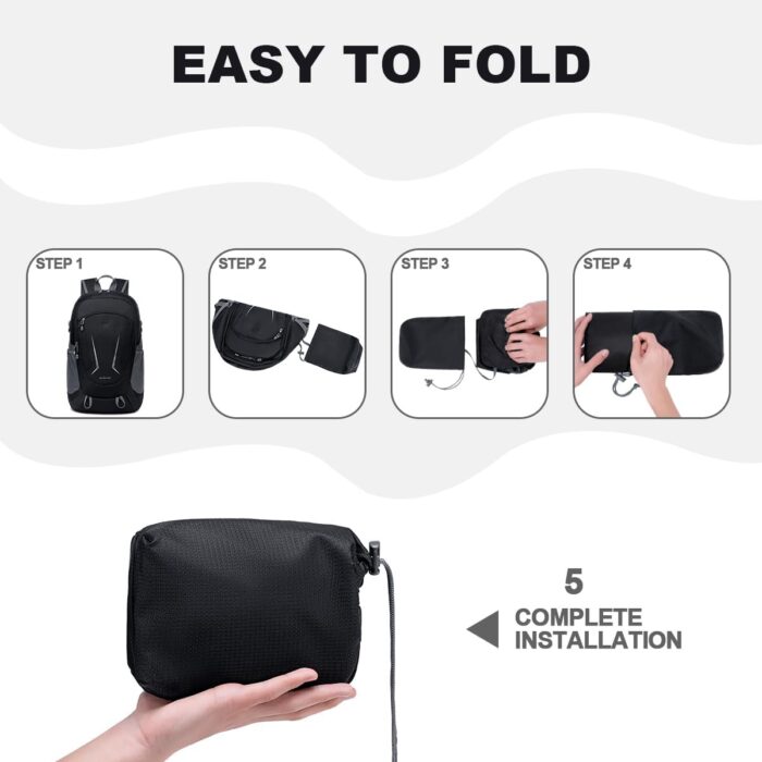 MIYCOO Backpack - Ultra Lightweight Packable Backpack for Travel Camping, 45L Hiking Back Pack Waterproof Foldable Daypack for Men Women Black - Image 5