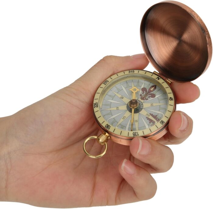 Metal Compass Pocket Watch Compass Portable Flip Compass with Hanging Loop Suitable for Camping Hiking and Boating - Image 9