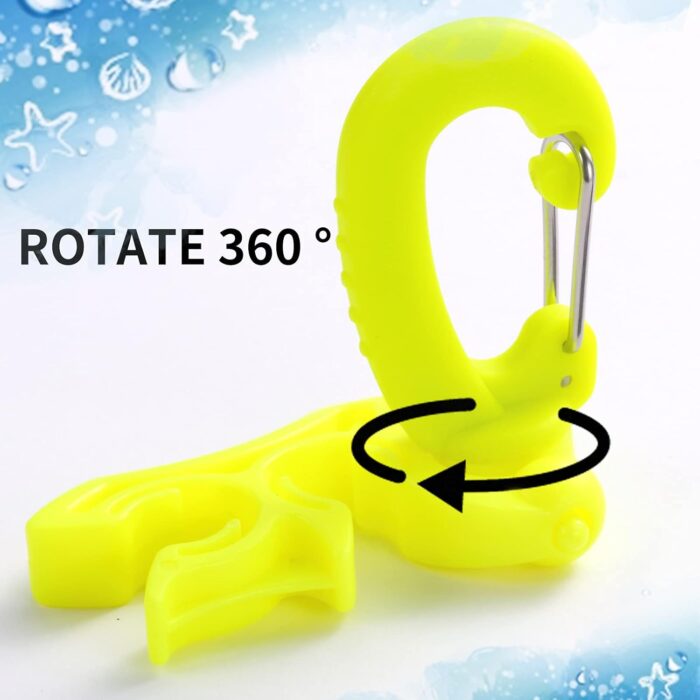 2 Packs Scuba Hose Clip Scuba Diving Hose Holder Clip, Double BCD Dive Hose Holder with Snap Hook Buckle for Snorkeling Scuba Diving Accessories - Image 3