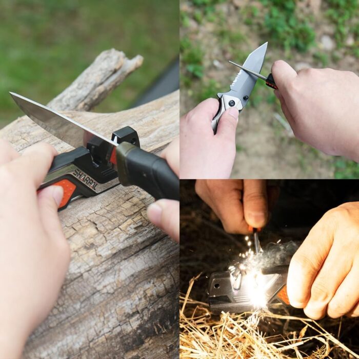 SHARPAL 101N 6-In-1 Pocket Knife Sharpener & Survival Tool, with Fire Starter Ferro Rod, Whistle & Diamond Sharpening Rod, Quickly Repair, Restore and Hone Straight and Serrated Blade - Image 4