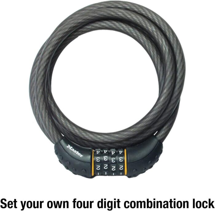 Master Lock Cable Lock, Set Your Own Combination Bike Lock, 6 ft. Long, Black, 8122D - Image 4