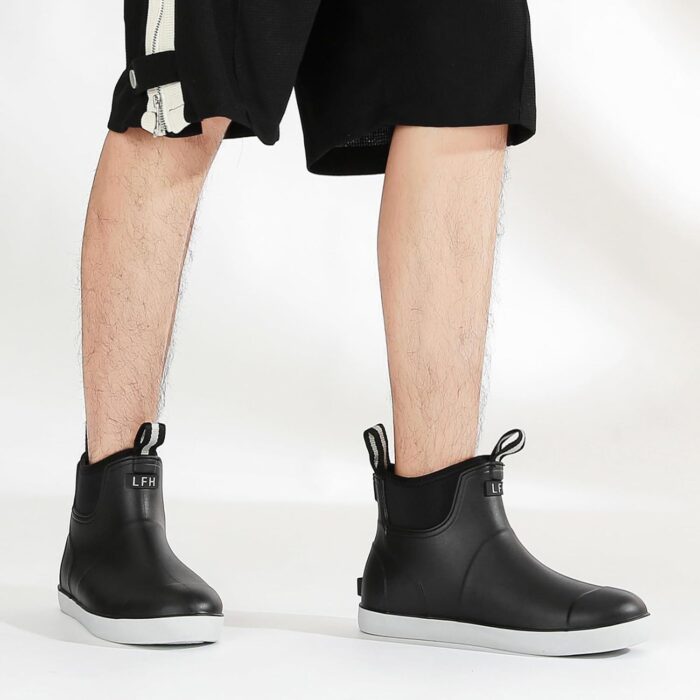 Men's Deck Boots, Waterproof Ankle Rain Boots Men Anti-Slip Traction, Outdoor Rubber Fishing Garden Boots High-Performance Shoes for Farming - Image 4