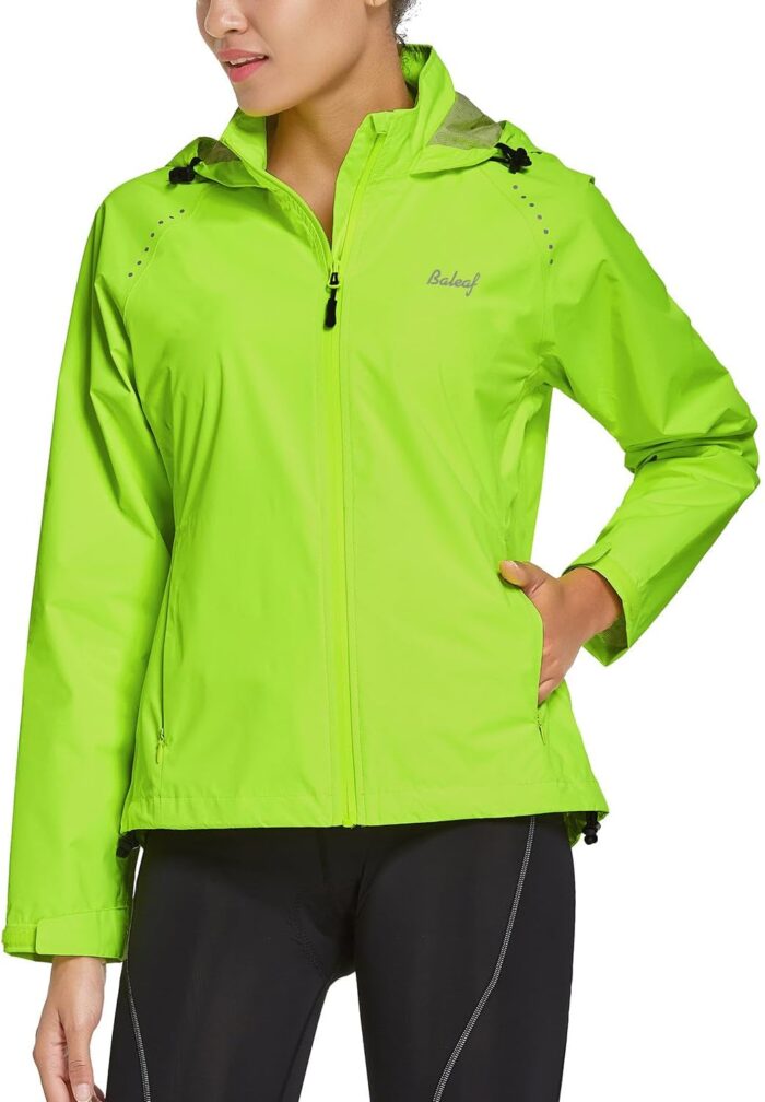 baleaf Women's Rain Jackets Waterproof Windbreaker Packable Running Lightweight Cycling Jacket Reflective Hooded - Image 2
