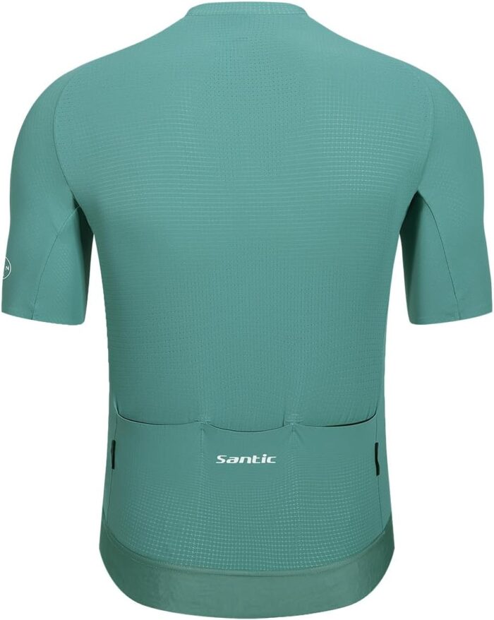 Santic Men's Cycling Jersey Short Sleeve Tops Pro Road Bike Shirt Full Zipper UPF 50+ Bicycle Jersey with Pockets - Image 2