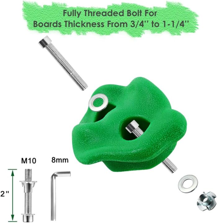 TOPNEW 20 PCS Rock Climbing Holds for Kids, Rock Wall Holds with 6.56 Ft Climbing Rope and 2 Handles, Rock Wall Climbing Kit for Indoor and Outdoor Playset - Includes Mounting Hardware - Image 5