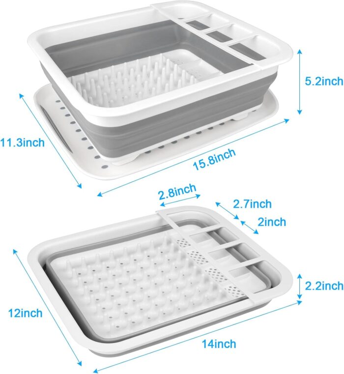 Collapsible Dish Drying Rack Portable Dish Drainers for Kitchen Counter with Drainboard, Kitchen Sink Organizer Basket RV Accessories Camper Storage and Organization Dish Rack Over Sink Drying Rack - Image 2
