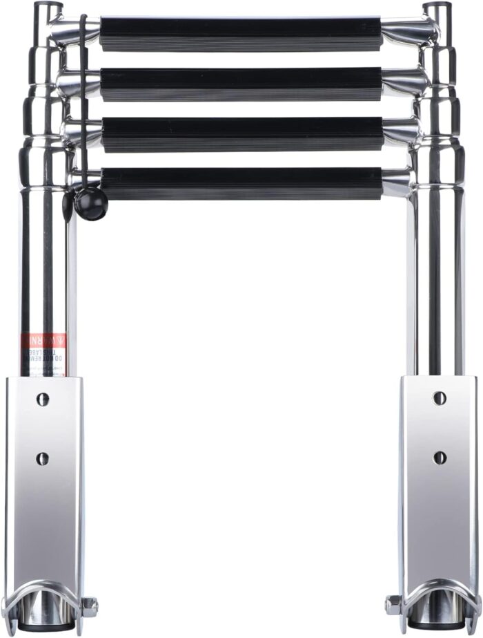 4 Step Boat Ladder, Stainless Steel Telescopic 4 Step Pontoon Boat Ladder, Extendable Dock Ladder for a Pontoon, Max. Load 900 Pound Capacity Marine Telescoping Ladder for Boat Yacht - Image 3