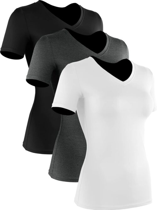 CADMUS 3/4/5 Pack Women's Compression Shirt Running Athletic T-Shirts Workout Tops Baselayer Short Sleeve Yoga Gym Sports