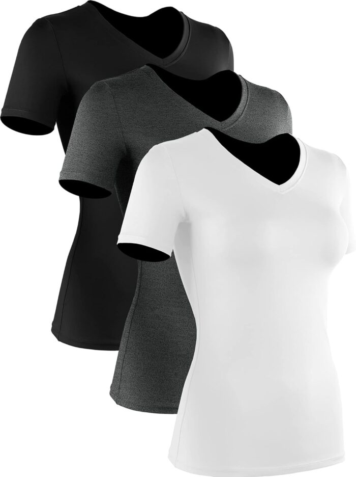 CADMUS 3/4/5 Pack Women's Compression Shirt Running Athletic T-Shirts Workout Tops Baselayer Short Sleeve Yoga Gym Sports