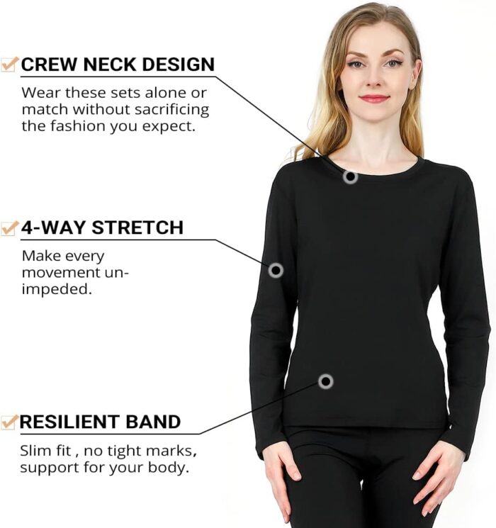 HEROBIKER Thermal Underwear Women Ultra-Soft Set Base Layer Top & Bottom Long Johns with Fleece Lined Winter Warm - Image 2