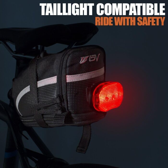 BV Strap-On Bike Bag with Reflective Material - Capacious Saddle Bag with Seperate Divider for Small Items & Room for All Your Essentials - Bike Pouch with Taillight Hanger for Maximum Safety - Image 7