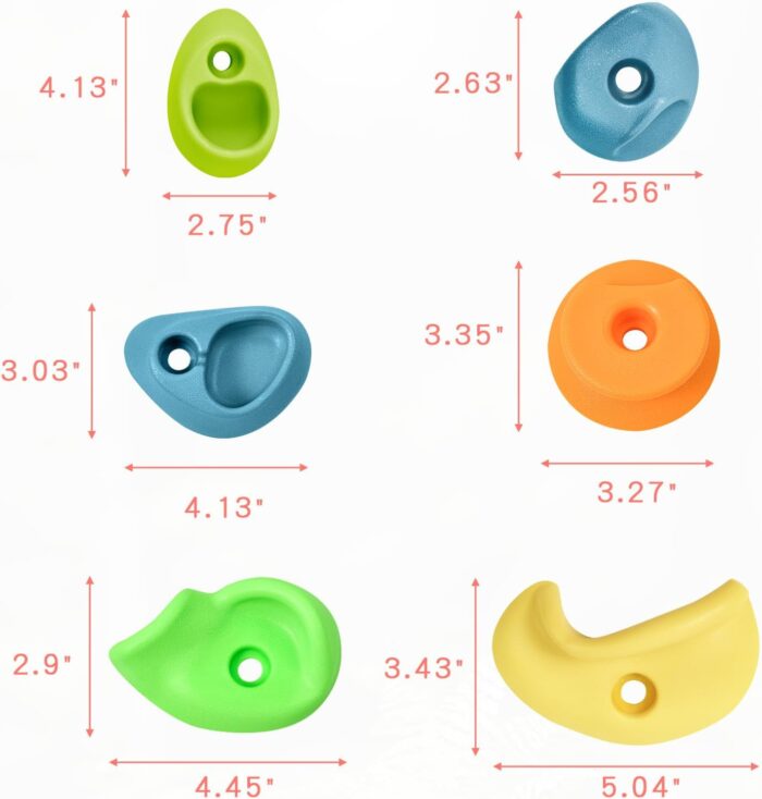 TOPNEW 20PC Kids Climbing Holds, Climbing Rocks for Play Set, Swingset - Adult Rock Wall Holds with Mounting Hardware for Indoor Outdoor Climbing Wall, Pastel Color - Image 7