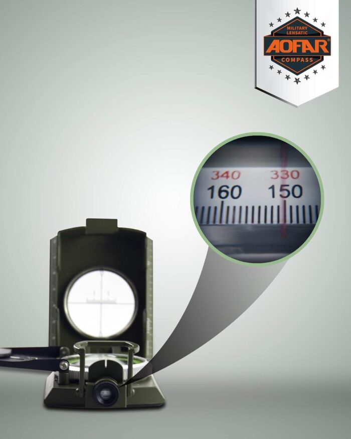 AOFAR AF-4074 Military Compass for Hiking,Lensatic Sighting Waterproof,Durable,Inclinometer for Camping,Boy Scount,Geology Activities Boating - Image 4