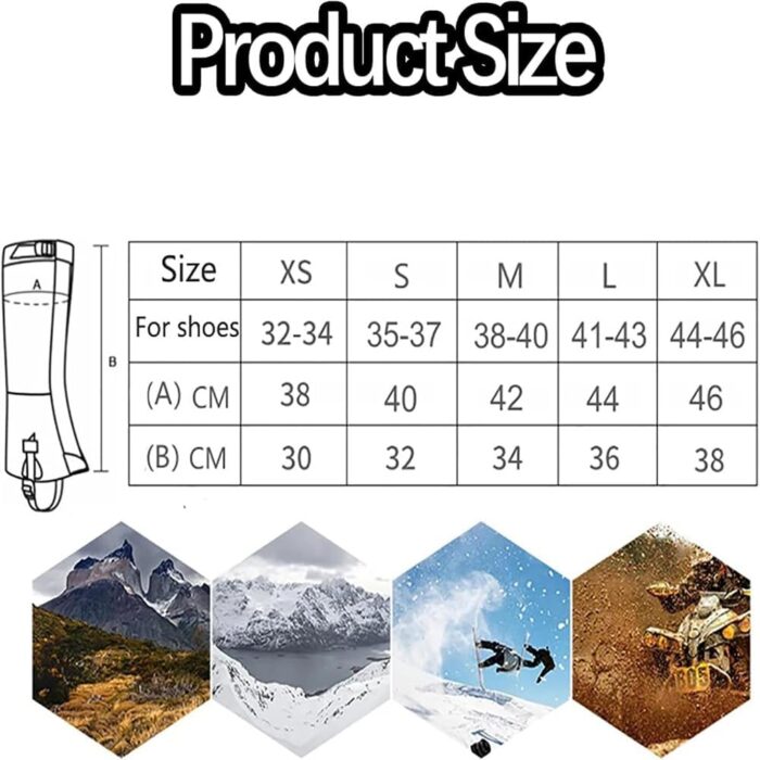 Leg Gaiters for Hiking Boots,900D Waterproof Hunting Hiking Gaiters Adjustable Snow Boot Gaiters for Climbing, Dirt-Proof Ripstop Shoe Gaiters for Men Women,Durable Snake Gaiters - Image 5