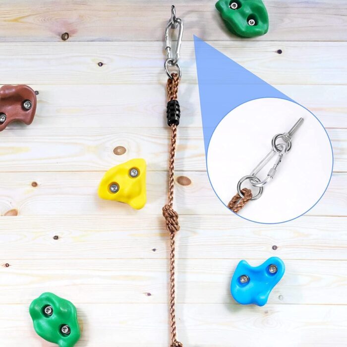 TOPNEW 20 PCS Rock Climbing Holds for Kids, Rock Wall Holds with 6.56 Ft Climbing Rope and 2 Handles, Rock Wall Climbing Kit for Indoor and Outdoor Playset - Includes Mounting Hardware - Image 4