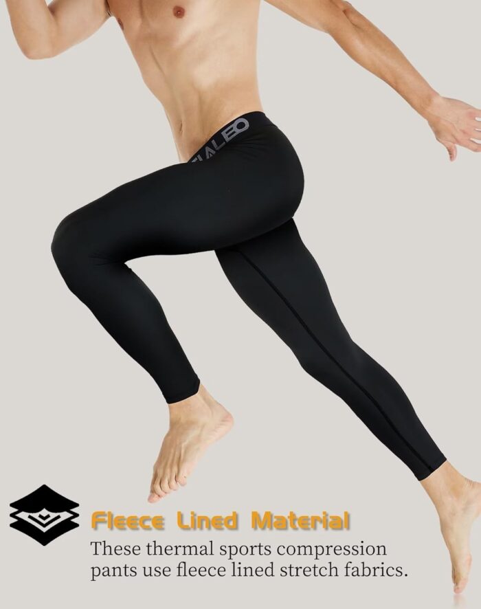 5 or 4 Pack Men's Thermal Compression Pants Fleece Lined Sports Tights Athletic Leggings Cold Weather Baselayer Winter Gear - Image 4