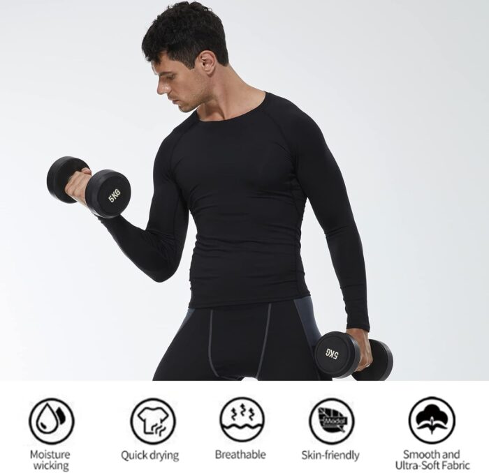 SPVISE 1 or 3 Pack Men's Compression Shirts Long Sleeve Workout Gym T-Shirt Running Top Cool Dry Sports Baselayer Undershirts - Image 4