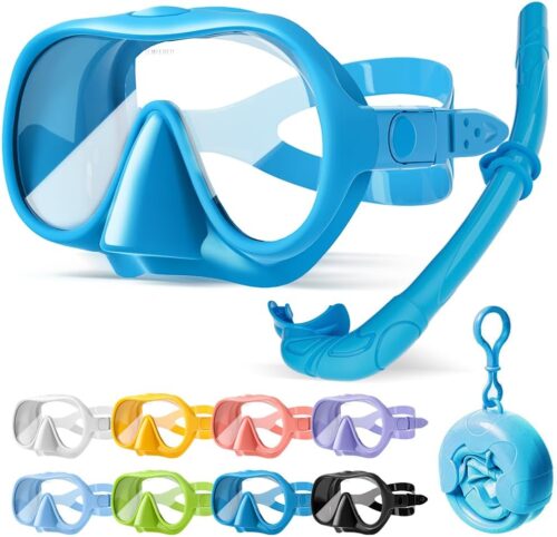 NARUTOO Snorkel Set Adults, Fashionable Macaron Colors Frameless Snorkeling Mask, Ultra Wide View Anti-Fog Snorkel Mask Set, Portable Professional Diving Snorkeling Set