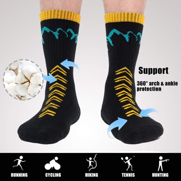Time May Tell Mens Hiking Socks Moisture Wicking Cushion Crew Socks for Terkking,Outdoor Sports,Performance 2/4 Pack - Image 2