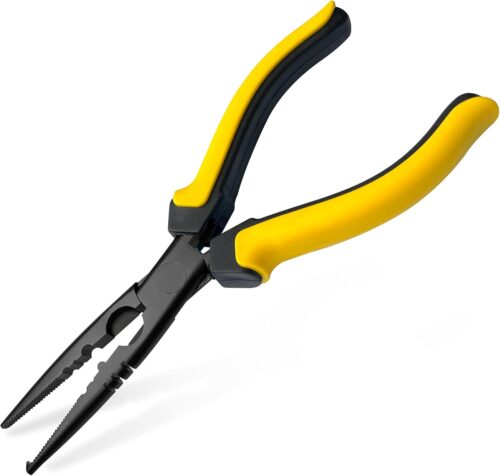 Hanpex-7 inch Fishing Pliers with Anti-rust Teflon coated, Freshwater/Saltwater Fishing Tools, Comfort Grip Handles Fishing Gear Idea for Fishing Trip