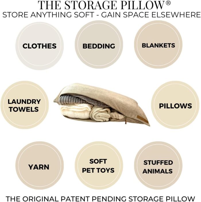 THE STORAGE PILLOW XL zippered storage Pillowcase FILL w Clothes Bedding Blankets to maximize Space - RV Camper Dorm Tiny Home Boat Inside Organization Ideas Accessories - Small Space Storage Solution - Image 2