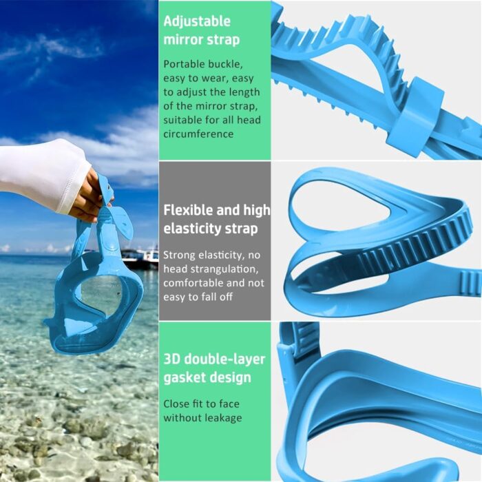 NARUTOO Snorkel Set Adults, Fashionable Macaron Colors Frameless Snorkeling Mask, Ultra Wide View Anti-Fog Snorkel Mask Set, Portable Professional Diving Snorkeling Set - Image 5
