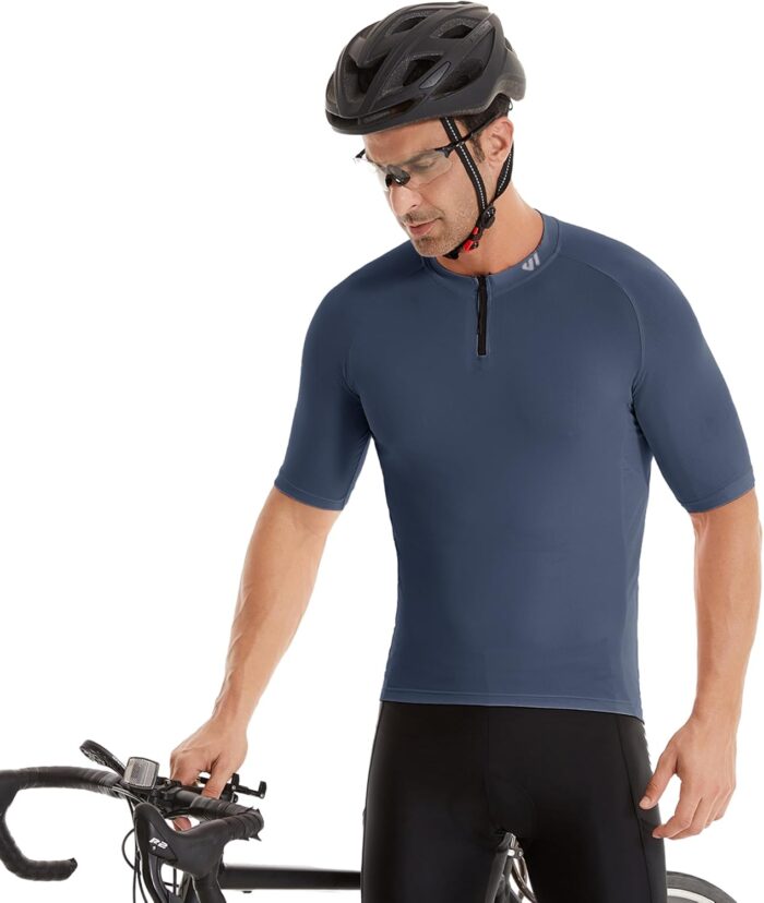 Wulibike Cycling Jersey Men Short Sleeve, Road Bike Jerseys Half Zipper with Pockets, Bicycle Clothing Breathable Quick Dry - Image 3