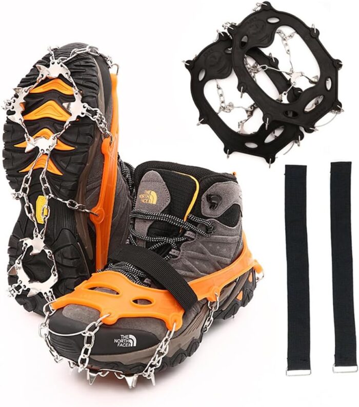 Ice Cleats,Spikes CramponsTraction Snow Grips for Boots Shoes Women Men Kids, Anti Slip Stainless Steel Footwear Spikes for Hiking Fishing Walking Climbing Ice Mountaineering - Image 3